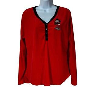 Disney Mickey Mouse Fleece Pajama Top Large 12-14 Lounge Sleepover